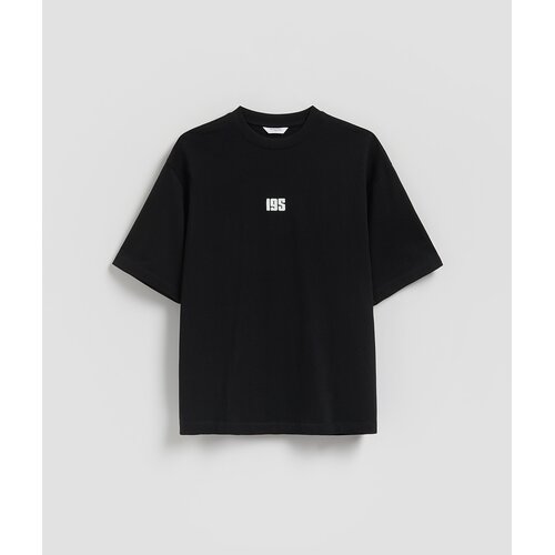 Reserved Loose fit majica kratkih rukava s izvezenim detaljem - crno Cijene