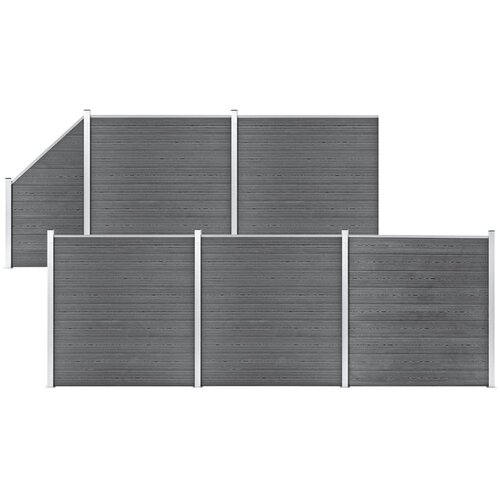 vidaXL set WPC ograda 5 kvadratnih + 1 kosa 965 x 186 cm sivi Cijene