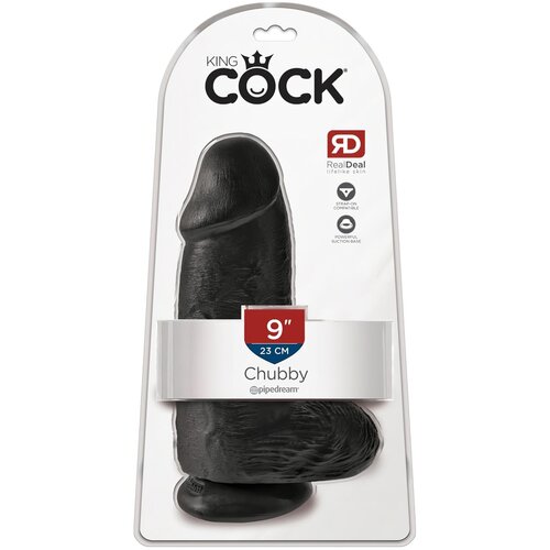 King Cock 9 Chubby - vakuumska čašica, testikularni dildo (23 cm) - crni Cijene