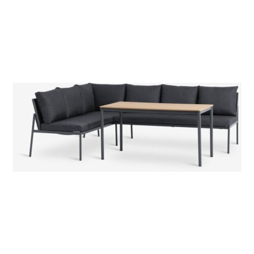 Lounge ugaona garnitura za 6 osoba crna Slike