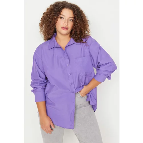 Trendyol Curve Purple Boyfriend Woven Shirt