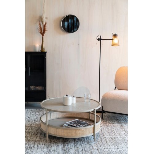 White Label Bež/v naravni barvi okrogla mizica &amp;oslash; 80 cm Makoto &amp;ndash; Slike