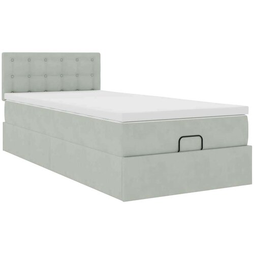 VidaXL okvir kreveta s madraca svijetlosivi 90x200cm bar&amp;scaron;unasti Slike