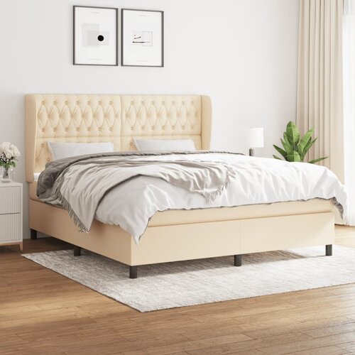  The Living Store Box spring postelja z vzmetnico krem 180x200 cm blago - Box Spring Postelja, (21518146) Slike