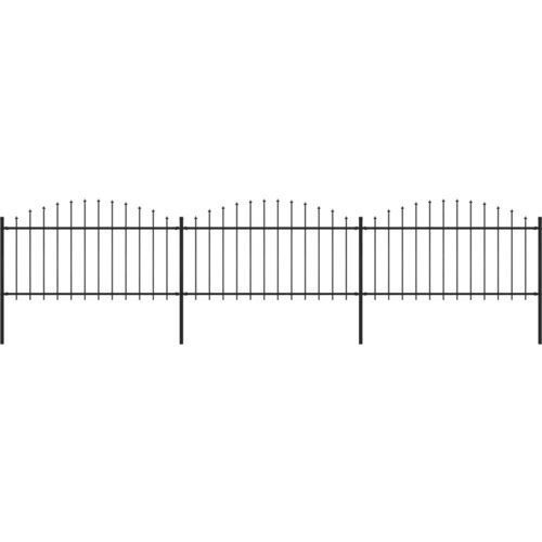 vidaXL vrtna ograja s koničastimi vrhovi jeklo (1,25-1,5)x5,1 m črna Cene
