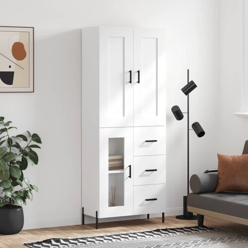 vidaXL Visoka omara bela 69,5x34x180 cm inženirski les Cene