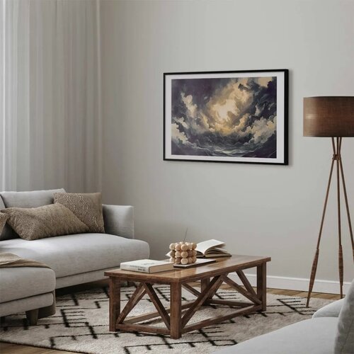  Plakat Epic Play of Light: The Sun Battling for Dominance Over the Clouds 60x40 Crni okvir s margom Slike