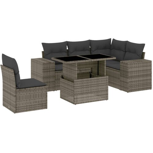 Maison Chic Seti vrtnega pohištva - Vrtna garnitura - Vrtni pohištvo set 6-delna z blazinami siv poli ratan, (21805866) Cene