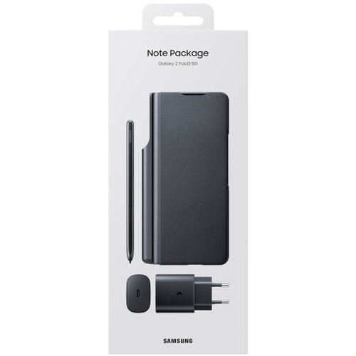Samsung original note package ef-ff92kkb za galaxy z fold 3 f926 - črn ovitek, polnilec adapter ta800 25w, pisalo - črn Slike