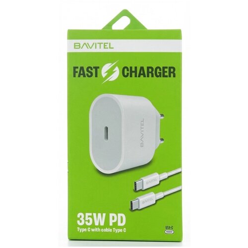 BAVITEL brzi punjač 35W (za iPhone 15/16/17 PD ) Type C + kabl Type C bela Slike