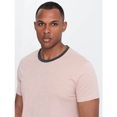Ombre Men's t-shirt with raw finish - pink Cene