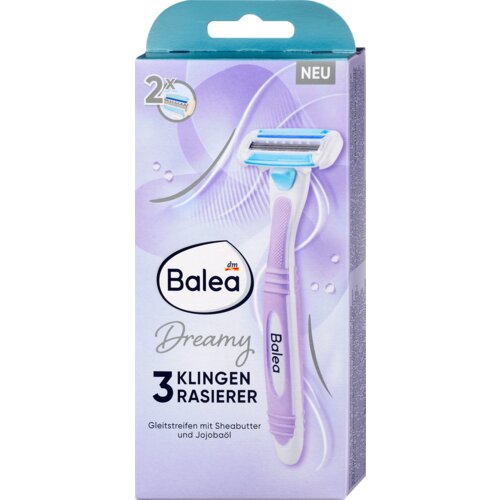 Balea Dreamy brijač s tri oštrice i lubrikantnom trakicom sa ši puterom i jojobinim uljem, s 1 držačem i 2 patrone 1 kom Cene