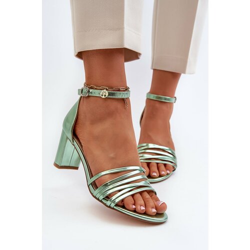 Kesi High-heeled sandals with straps, green Enitia Slike