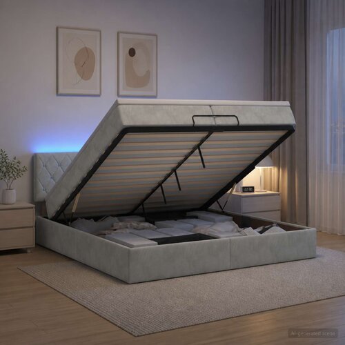  od pjene s madracem i LED-om Svjetlosiva 200 x 200 cm Cene
