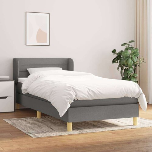  Box spring postelja z vzmetnico temno siva 100x200 cm blago, (20791187) Slike