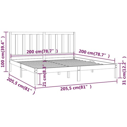 Okvir za krevet od masivne borovine crni 200 x 200 cm Slike