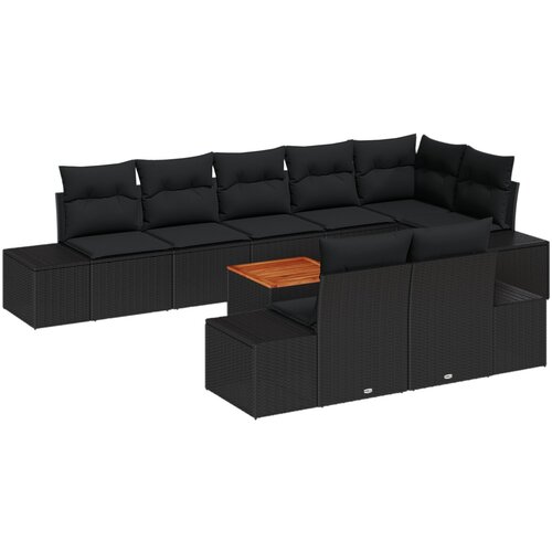 VidaXL set vrtnih sofa s jastučićima crni poli ratan Slike