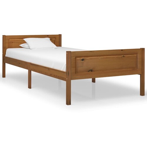 The Living Store Posteljni okvir iz trdne borovine medeno rjav 90x200 cm - Posteljni Okvir, (21527174) Slike