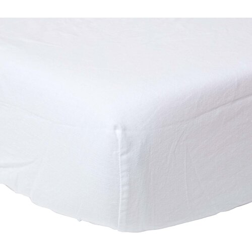 HOMESCAPES Bele Lanene Ovite Rjuhe s 30 cm Globoko Robom, 140x190 cm, (20747560) Slike