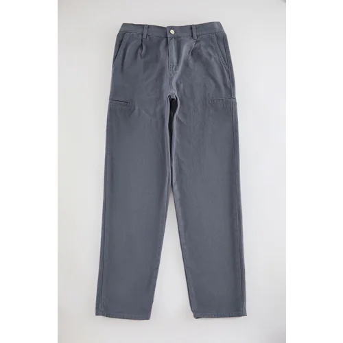 Trendyol Anthracite Pleated Cargo Pocket Woven Gabardine Woven Trousers