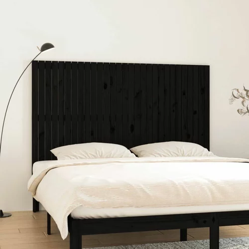  Stensko posteljno vzglavje črno 185x3x110 cm trdna borovina