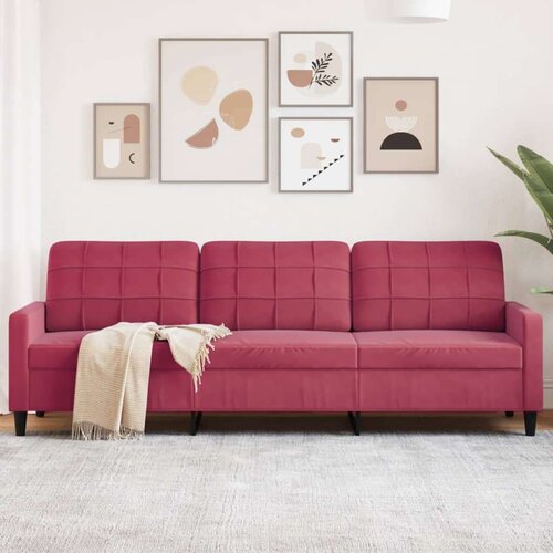 vidaXL kavč trosed vinsko rdeč 210 cm žamet, (21255970) Cene