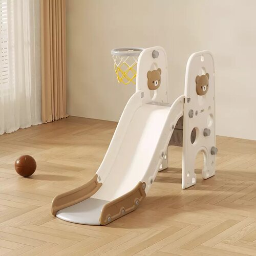 Feelkids Dečji tobogan sa ko&amp;scaron;em &amp;ldquo;Meda-2&amp;rdquo; 145 cm (braon beli) Slike