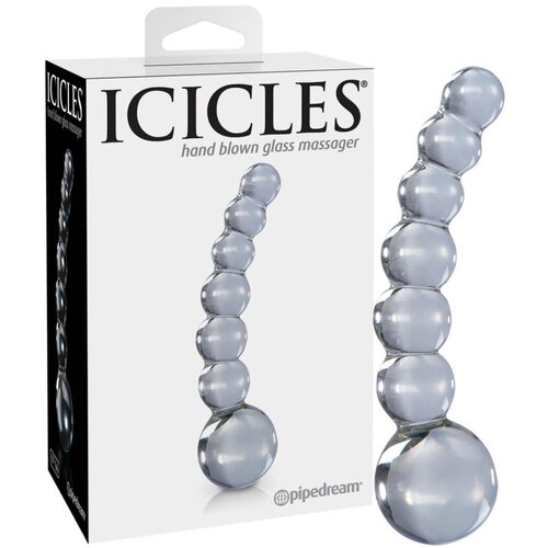 Icicles br. 66 - zakrivljeni, sferični, stakleni dildo (proziran) Cijene