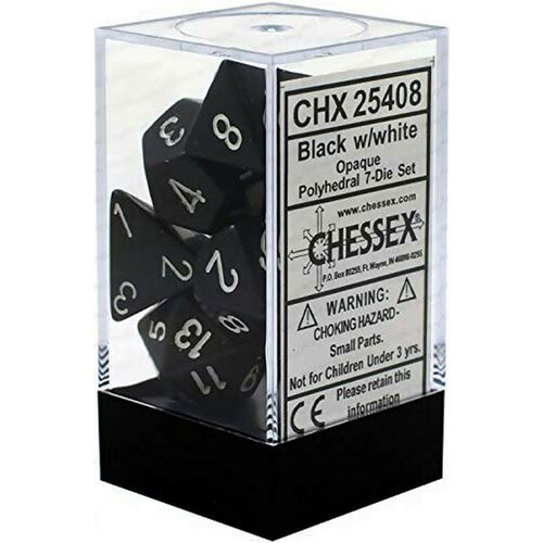 Chessex kockice - opaque - polyhedral - black & white (7) Slike