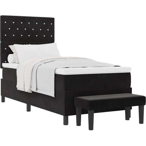 Box Spring Krevet s Madracem &amp;amp;amp Klupom Crna 100x200 cm Bar&amp;scaron;un Slike