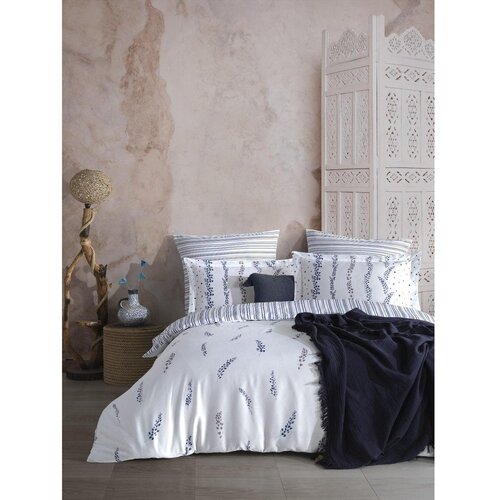 Mila Home Luxury Bela/modra enojna posteljnina iz bombažnega satena 140x200 cm Marseille Floral – Cene