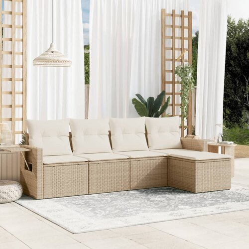 vidaXL 5-dijelni vrtni set sofa s jastucima bež od poliratana Cijene