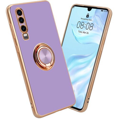 Cadorabo Huawei v sijajnem svetlobnem vijoličnem - Zlato z obročem silikonski/TPU ovitek z za&scaron;čito pred kamero in držalo magnetnega avtomobila, (20603813) Cene