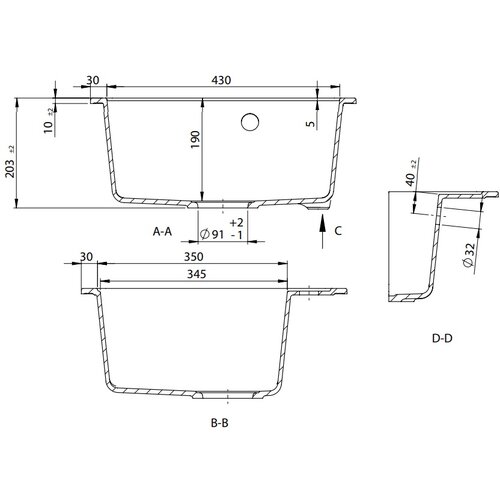 Sandonna sudopera emma crna mat 490x490/190 mm Slike