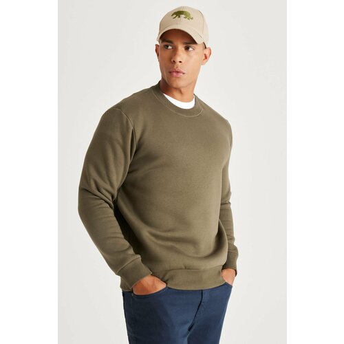 AC&Co / Altınyıldız Classics Men's Khaki Standard Fit Normal Cut Inner Fleece 3 Threads Crew Neck Cotton Sweatshirt. Cene