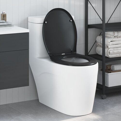 vidaXL Crna Plastika Standardna WC daska Ovalna Moderna Cijene
