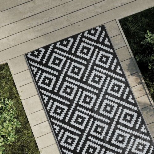 Vanjski tepih bijelo-crni 80 x 150 cm PP Cijene