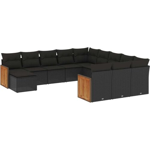 vidaXL 12-dijelni set vrtnih sofa od poliratana s jastucima crni Cijene