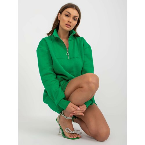 Fashion Hunters Green sweatshirt basic dress with zipper Slike