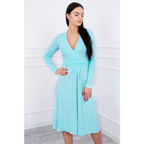  Dress cut under the bust, long sleeve mint Slike