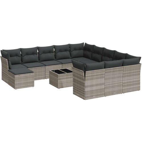 vidaXL 13-dijelni set vrtnih sofa poliratan s jastucima svijetlosivi Cijene