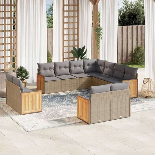 vidaXL 11-dijelni set vrtnih sofa od poliratana s jastucima bež Cijene