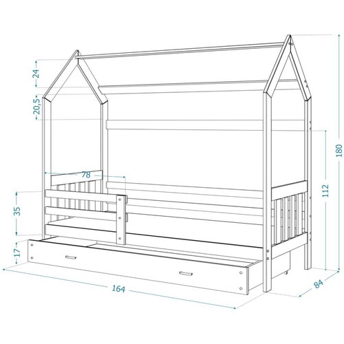 Domek Drveni dječji krevet 2 - svijetlo drvo - 160x80 cm Slike