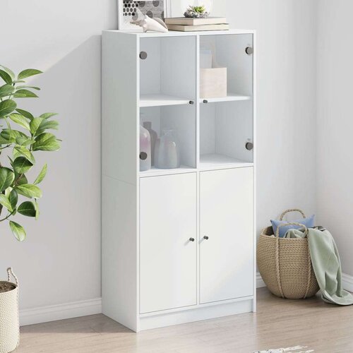  Visoka omara z vrati bela 68x37x142 cm inženirski les Cene