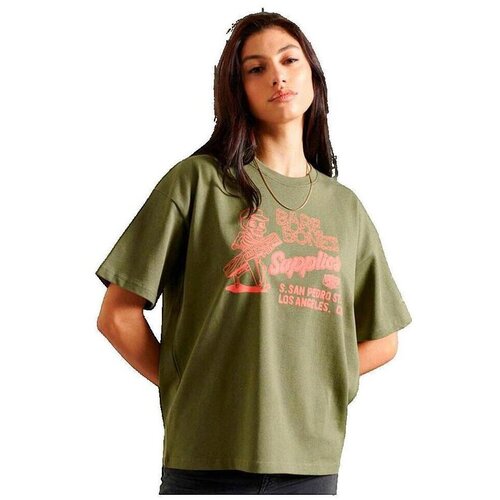 Superdry Majice s kratkimi rokavi T-shirt Workwear Graphic Oversized Modra Cene