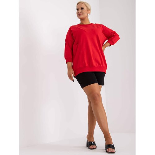 Fashionhunters Red plain plus size basic blouse with a loose cut ...
