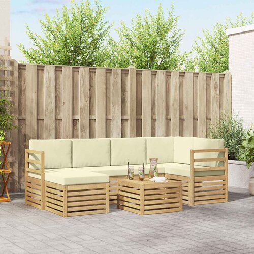  Set vanjskih sofa 7 pcs Bijela i krem Poliester Cene