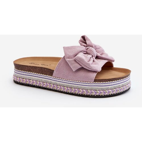 Kesi Women's platform slippers with bow, purple Evatria Slike