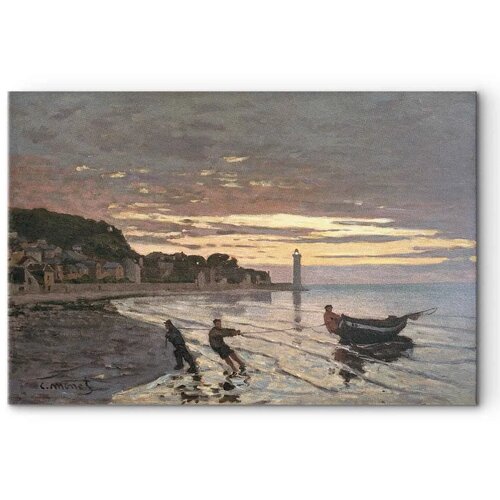  Slika - Claude Monet &amp;ndash; Hauling a Boat Ashore Honfleur 30x20 Akustična Slike