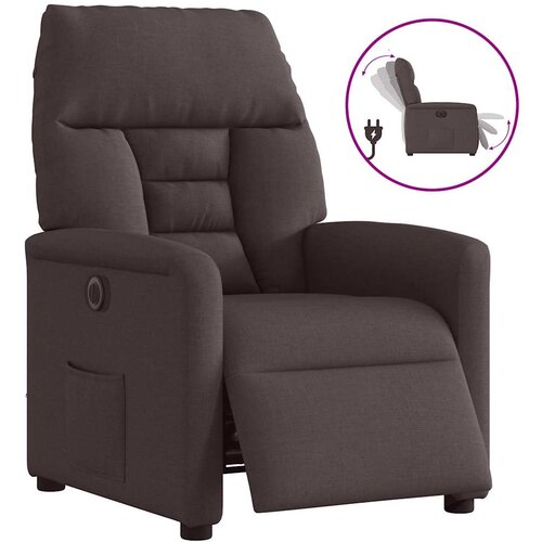 vidaXL Električni naslanjač temno rjavo blago Cene